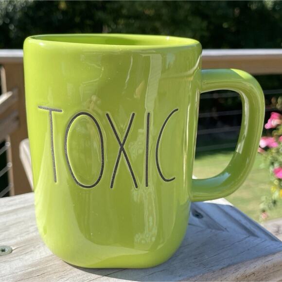 Rae Dunn TOXIC Large Ceramic Mug 18oz Green Artisan Collection Halloween Coffee - Picture 1 of 6